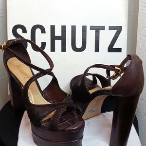 Schutz Brown Platform Shoes Size 7